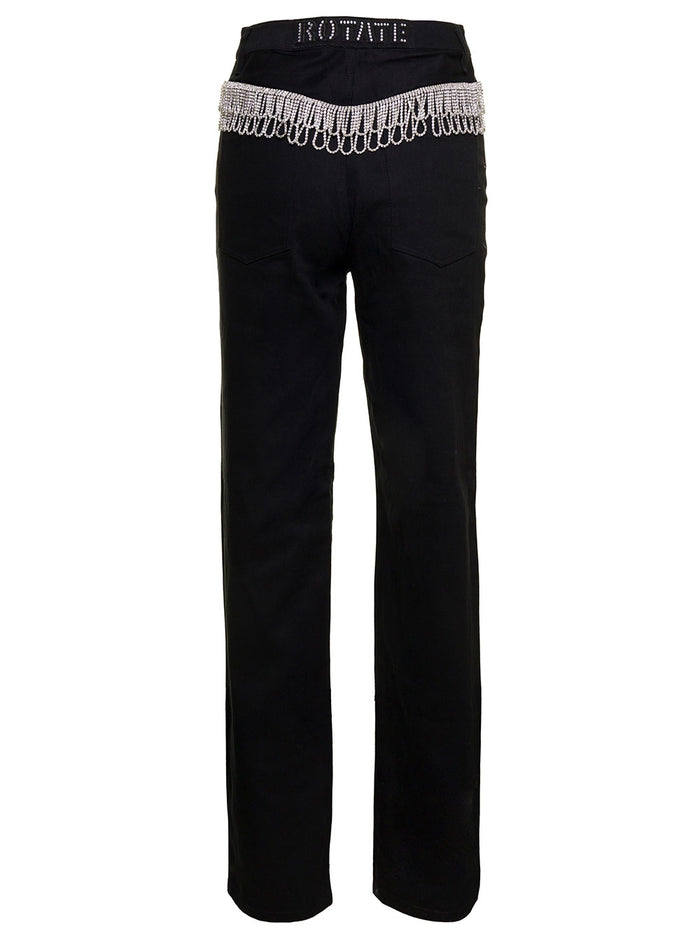 Black High-Waist Jeans With Jewel Detail At The Back Cotton Woman