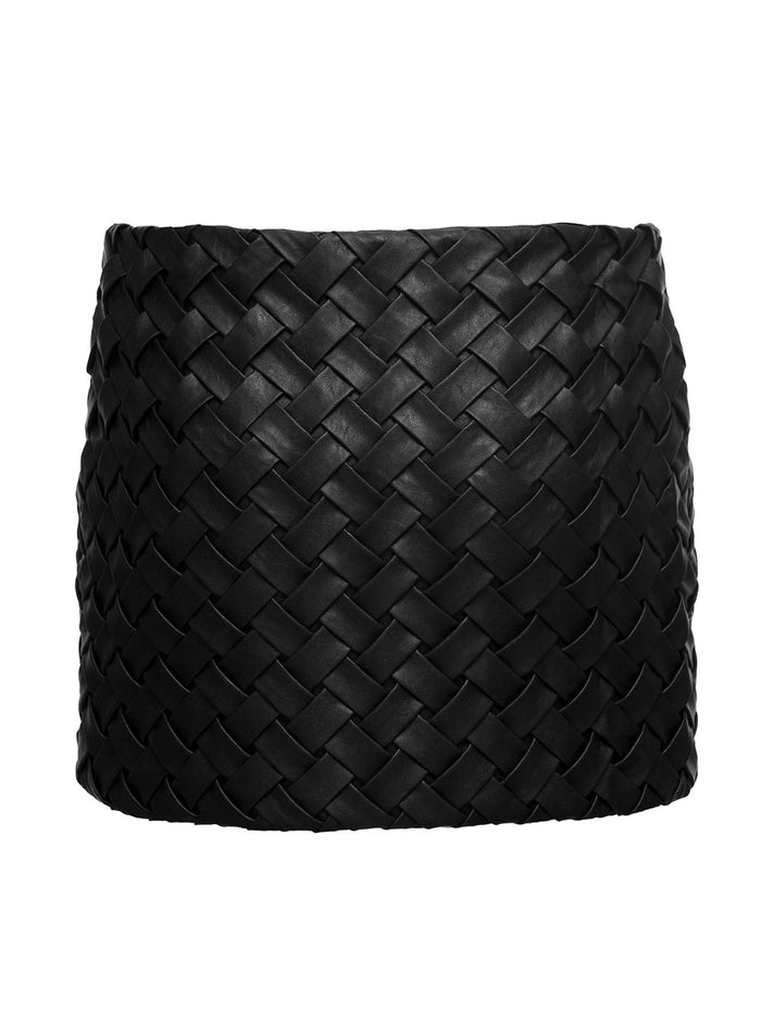 Black Mini-Skirt With Zip And Branded Slider Faux Leather Woman Polyurethane