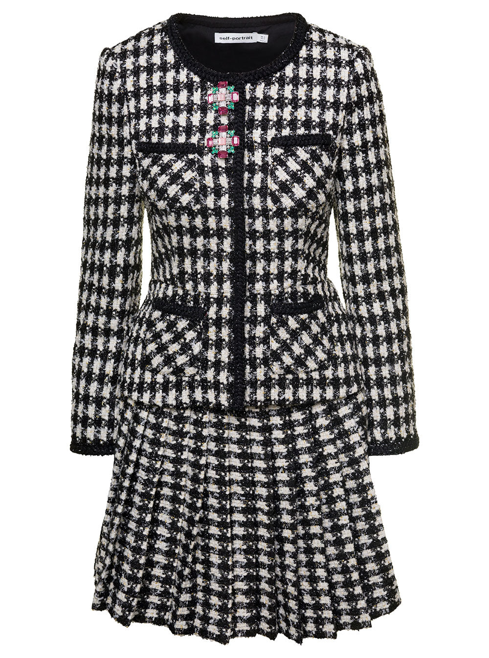 Black Check Bouclejacket Blazers