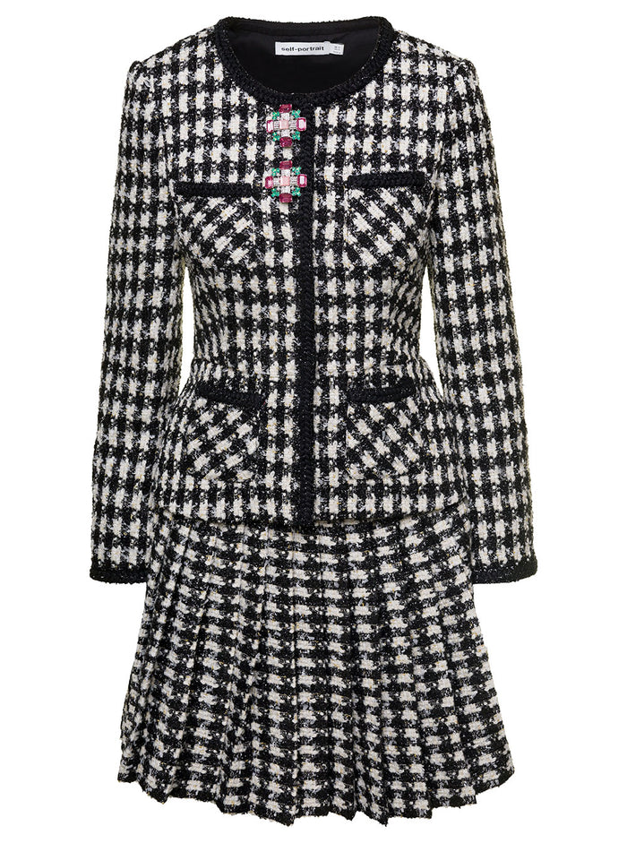 Black Check Bouclejacket Blazers