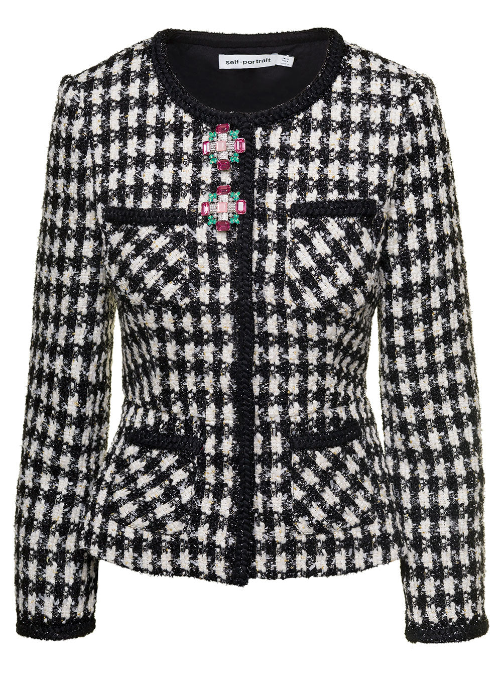 Black Check Bouclejacket Blazers