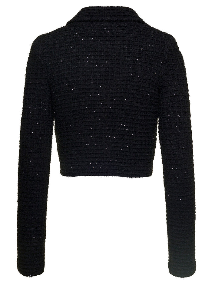 Sequin Textured Jacket Black Blazers