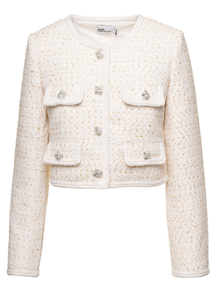 Cream Boucle Jacket White Blazers