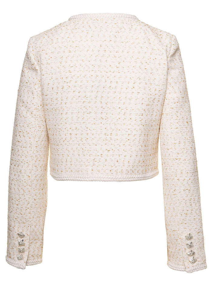 Cream Boucle Jacket White Blazers