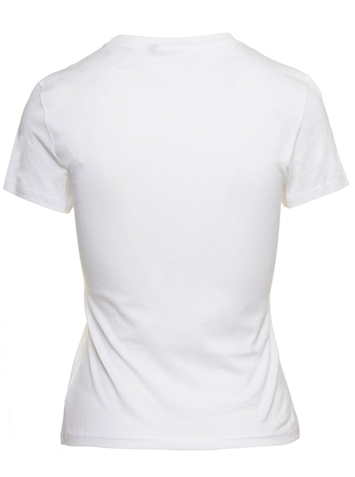 Fitted White Crewneck T-Shirt Cotton Woman Gots Tshirts And Polo Shirts