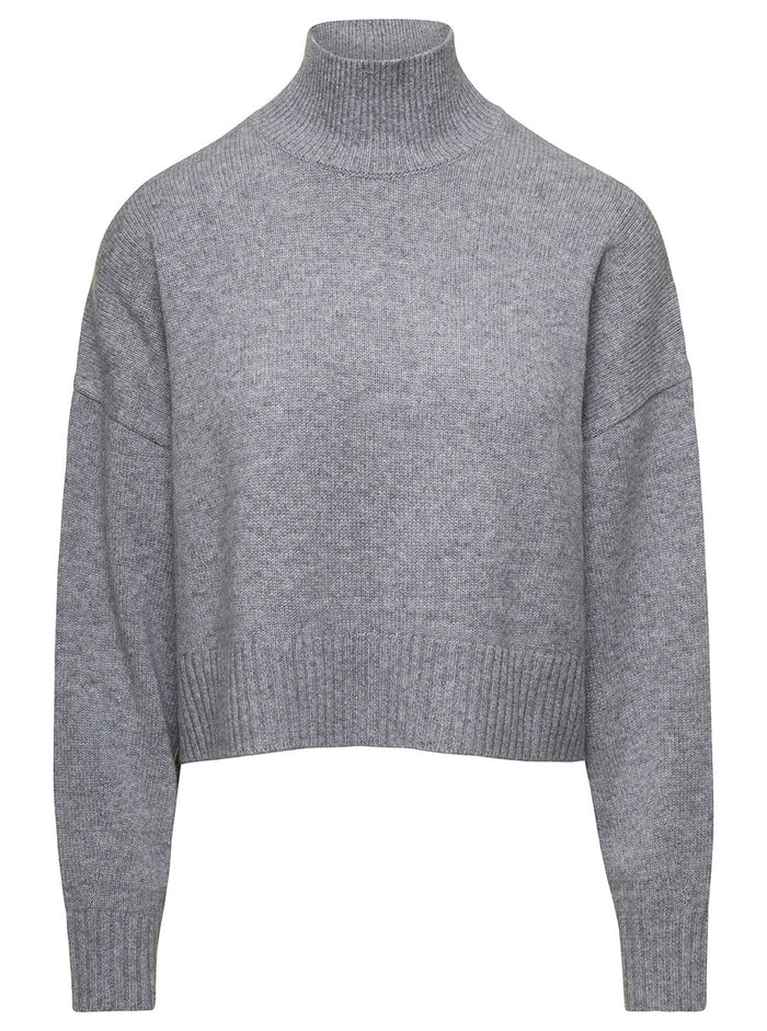 Highe Neck Cashmere Pull Grey Jersey