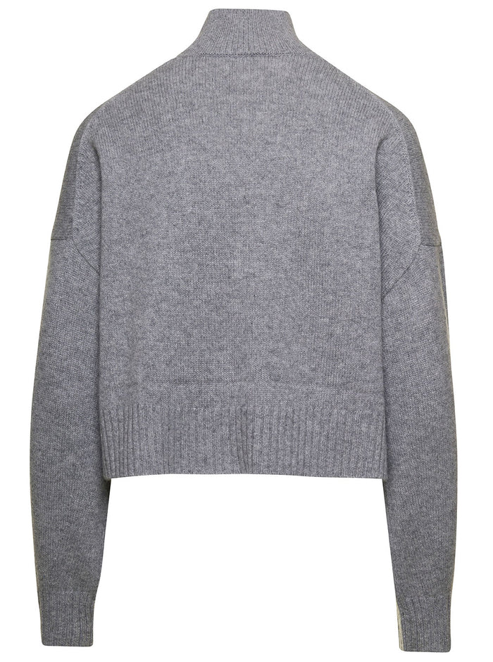 Highe Neck Cashmere Pull Grey Jersey