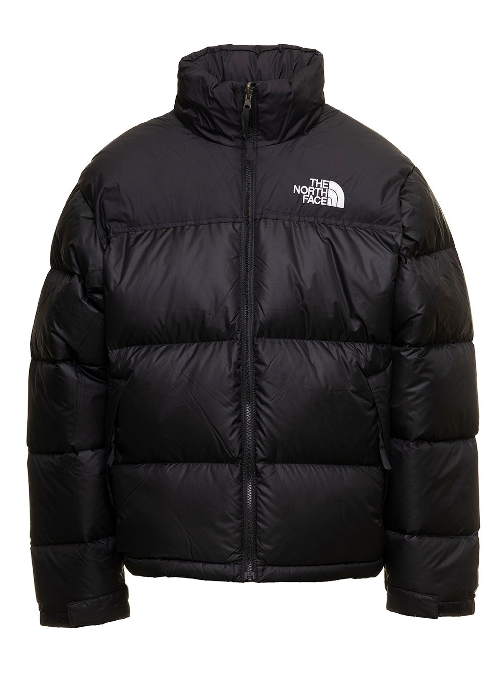 1996 Retro Nuptse Black Turtleneck Down Jacket With Logo Print Nylon Man