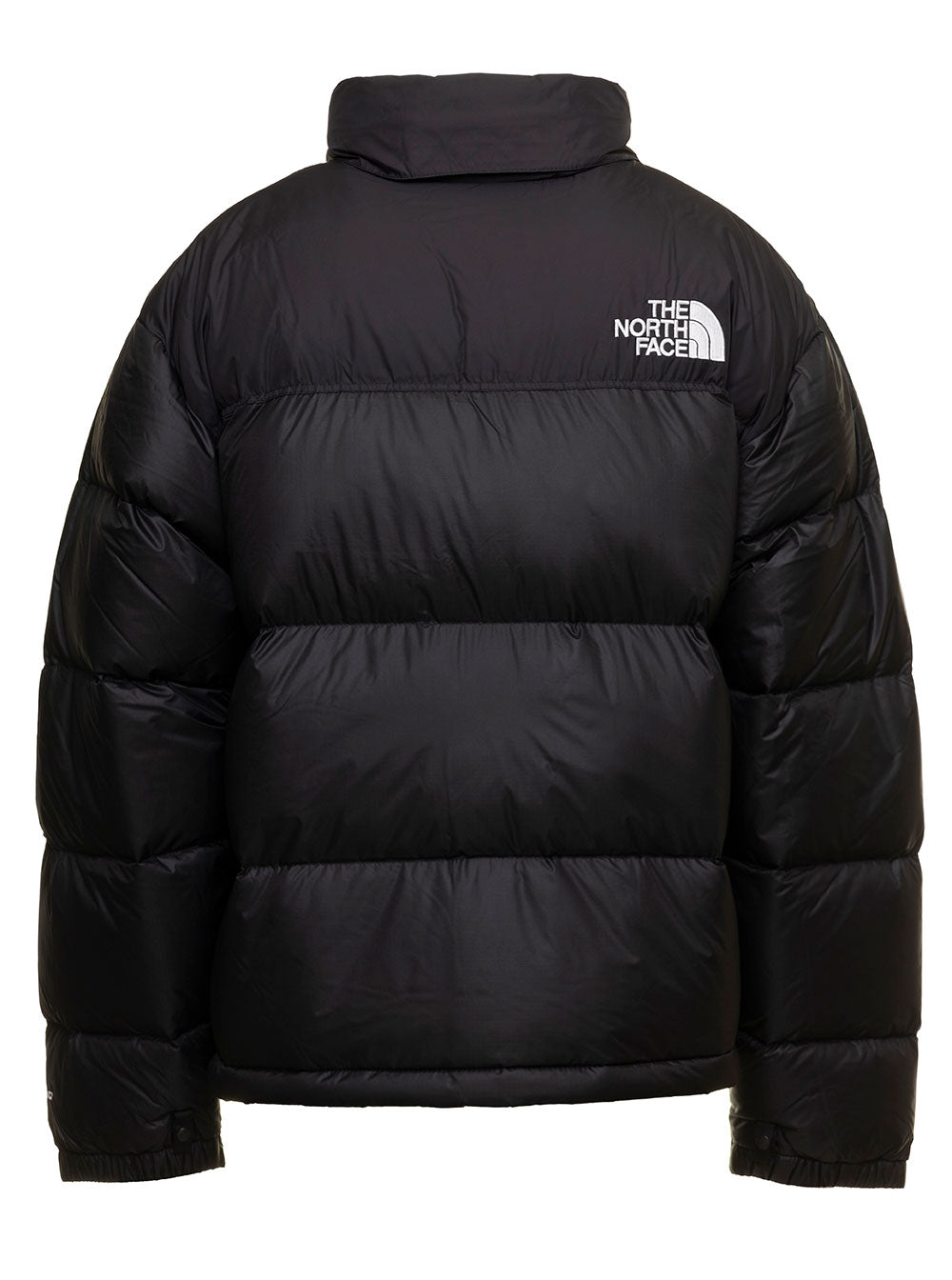1996 Retro Nuptse Black Turtleneck Down Jacket With Logo Print Nylon Man