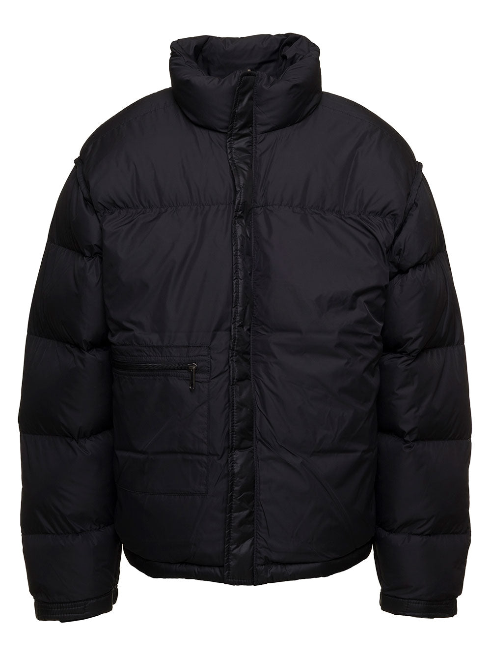 1996 Retro Nuptse Black Turtleneck Down Jacket With Logo Print Nylon Man
