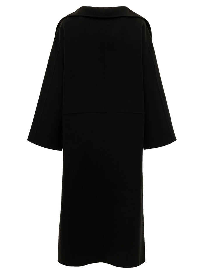 Black Oversize Coat With Shawl Lapels Wool And Cashmere Woman Toteme Rws