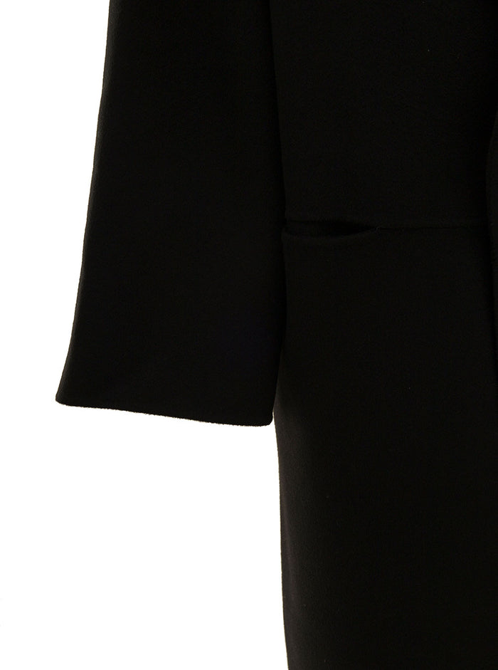 Black Oversize Coat With Shawl Lapels Wool And Cashmere Woman Toteme Rws