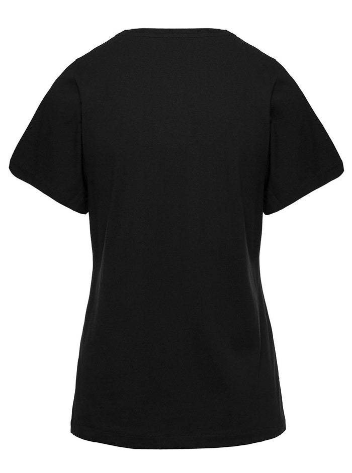 Crewneck T-Shirt Black Cotton Woman Organic Tshirts And Polo Shirts