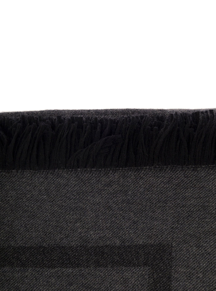 Black Scarf With Monogram Print Wool And Cashmere Woman Grey Scarfs Foulards