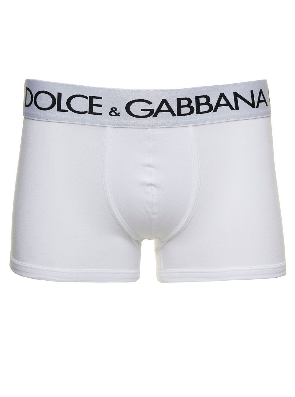 White Boxer Briefs With Branded Waistband Stretch Cotton Man Elastane Underwear