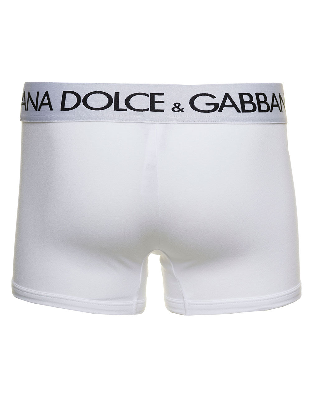 White Boxer Briefs With Branded Waistband Stretch Cotton Man Elastane Underwear