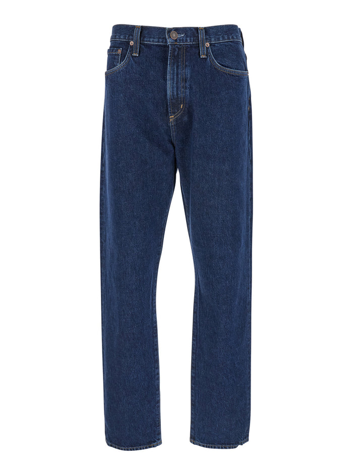 Blue Five-Pocket Jeans in Denim Man Blu Regenerative Cotton