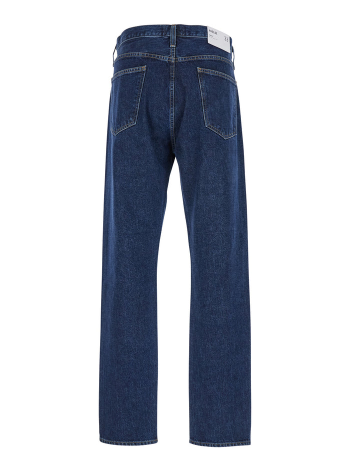 Blue Five-Pocket Jeans in Denim Man Blu Regenerative Cotton