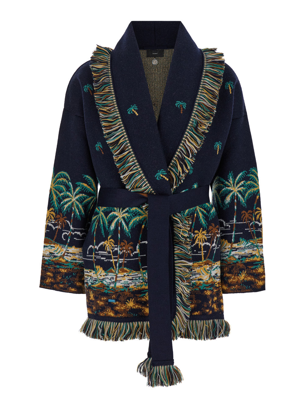 Tale Of Hawaiian Blue Cardigan With Belt Wool Woman Blu Virgin Jersey