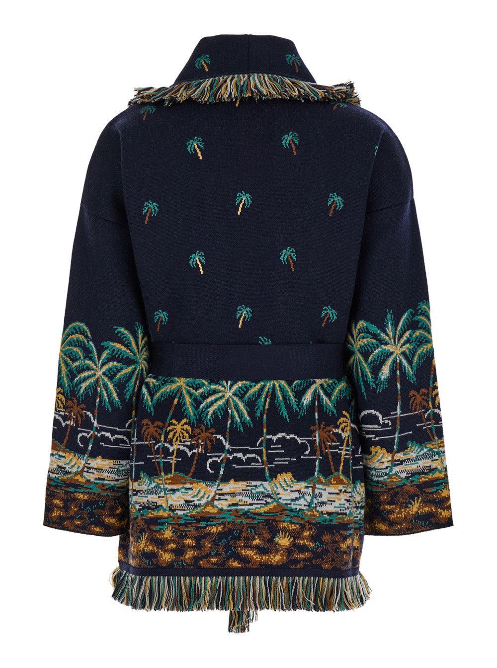 Tale Of Hawaiian Blue Cardigan With Belt Wool Woman Blu Virgin Jersey