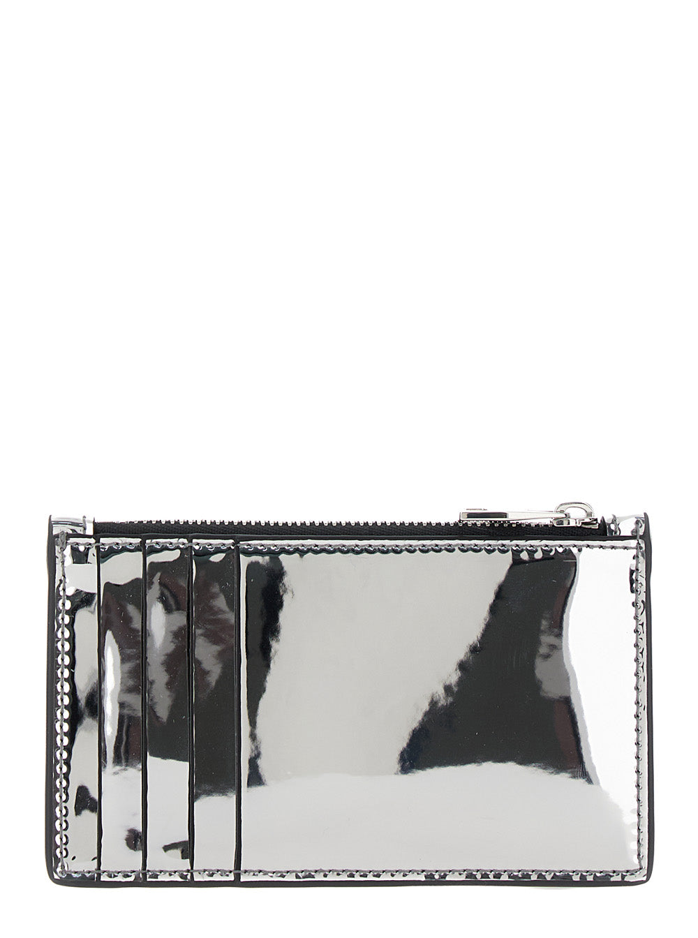 Silver Card-Holder with McQueen Graffiti Logo in Laminated Leather Man Metallic Products