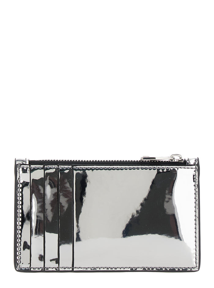Silver Card-Holder with McQueen Graffiti Logo in Laminated Leather Man Metallic Products