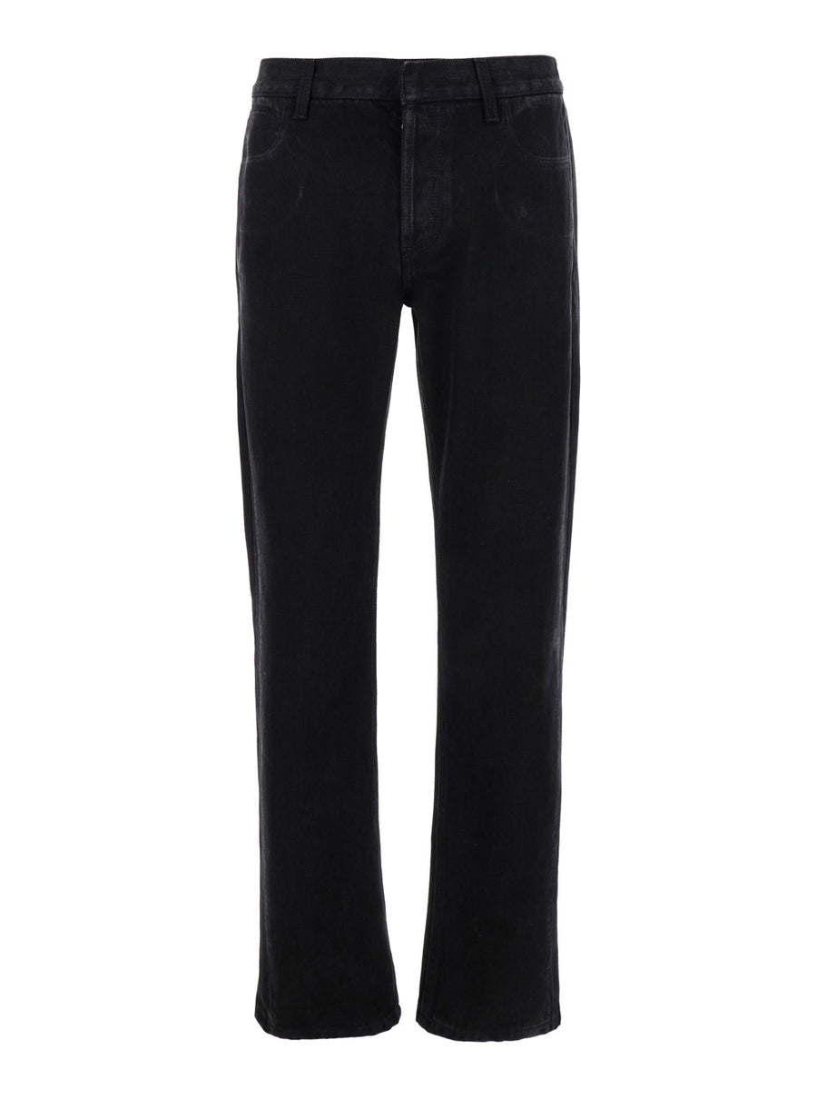 Black Jeans With Logo Patch And Worn Effect Cotton