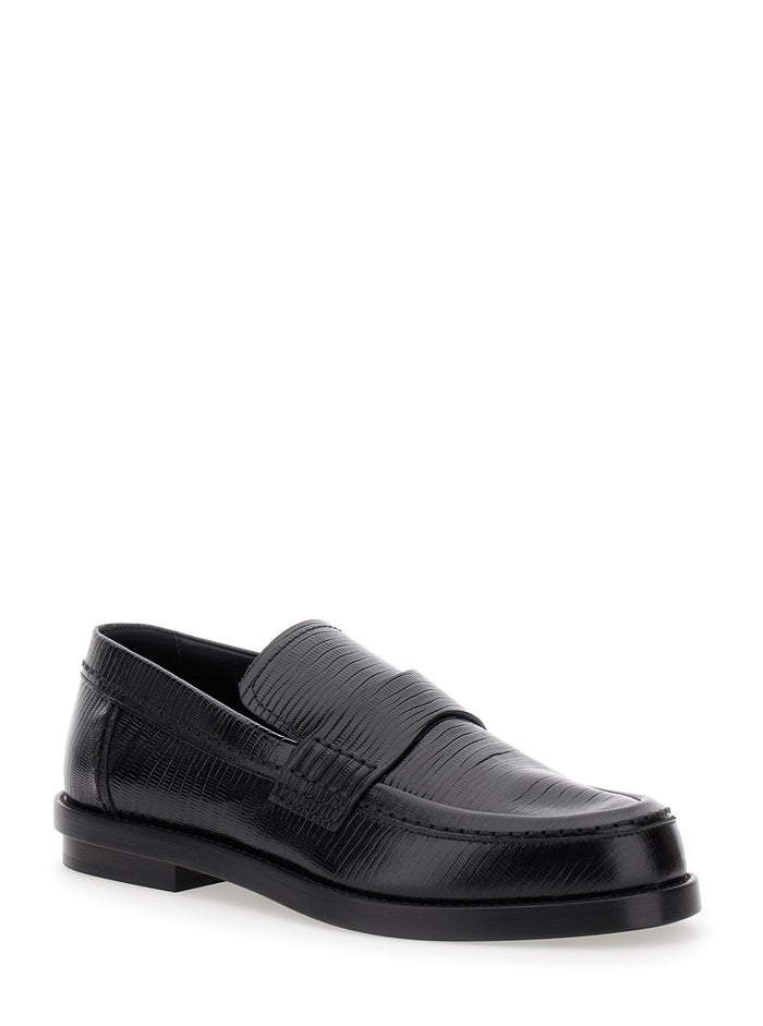 Black Slip-On Loafers Leather Man