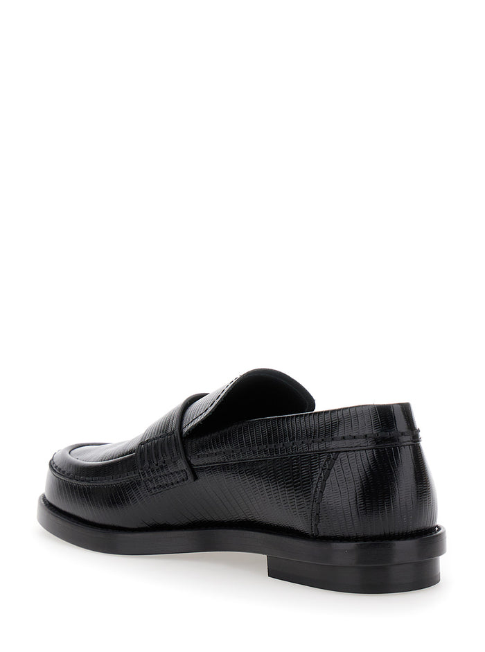 Black Slip-On Loafers Leather Man