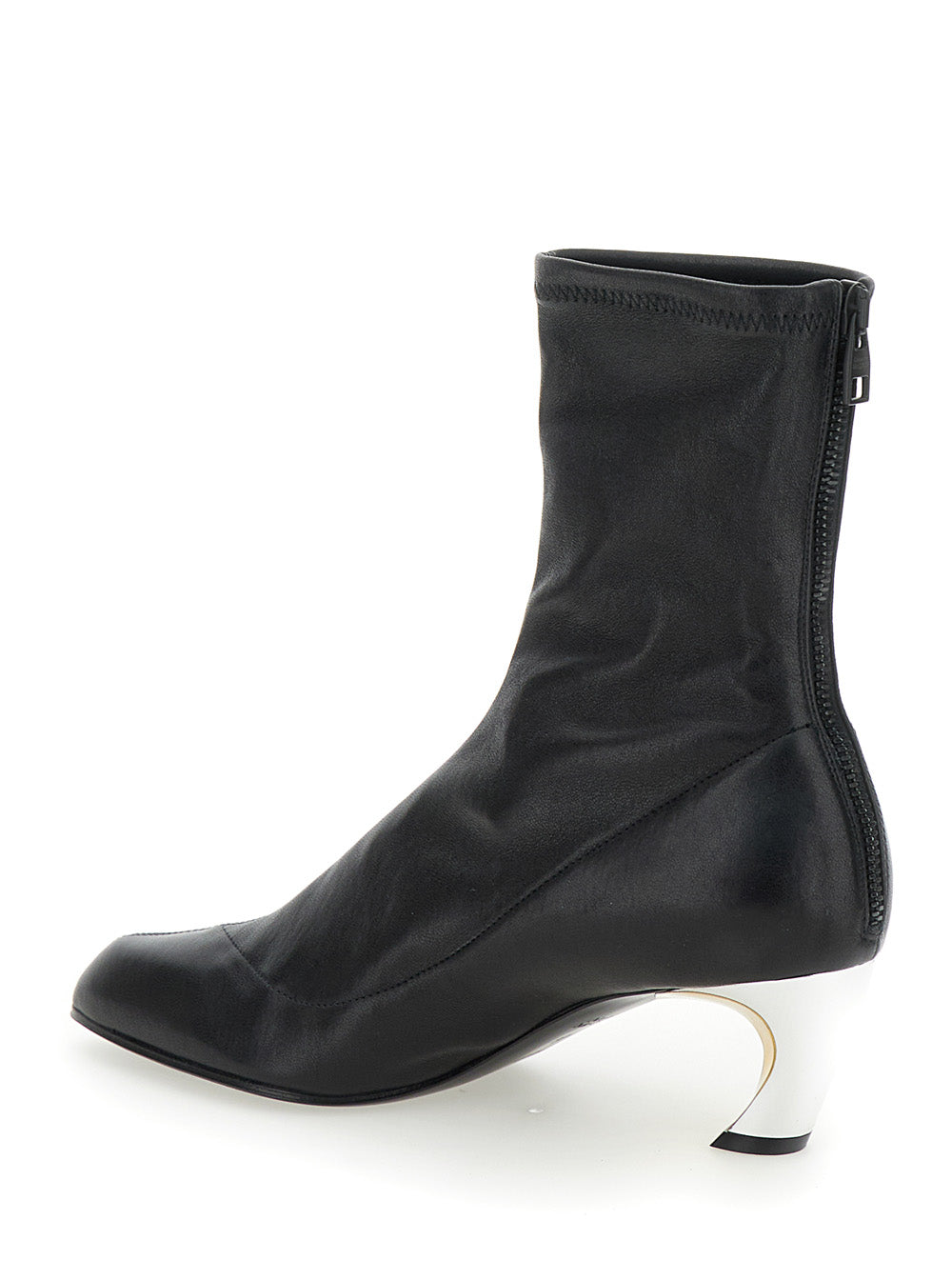 Armadillo Black Ankle Boots With Golden Heel Smooth Leather Woman