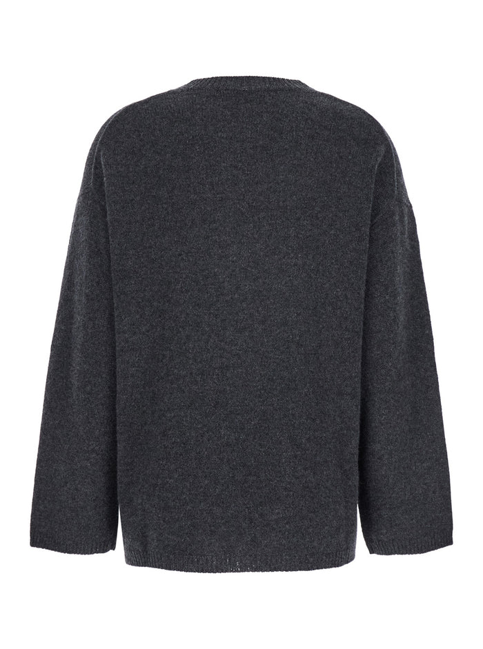 Grey Relaxed Crewneck Sweater in Cashmere Woman Jersey