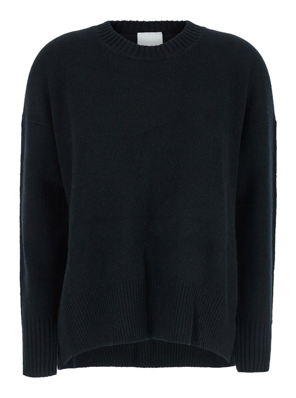Black Cashmere Crewneck Sweater Tops