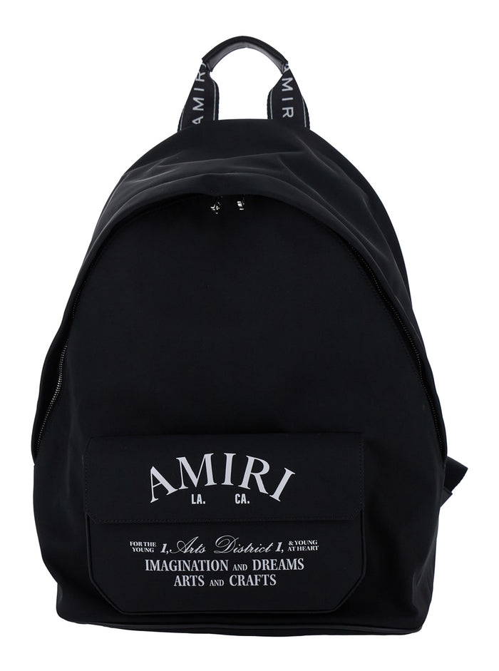 Black Backpack With Arts District Print Tech Fabric Man Polyester Backpacks And Belt Bags