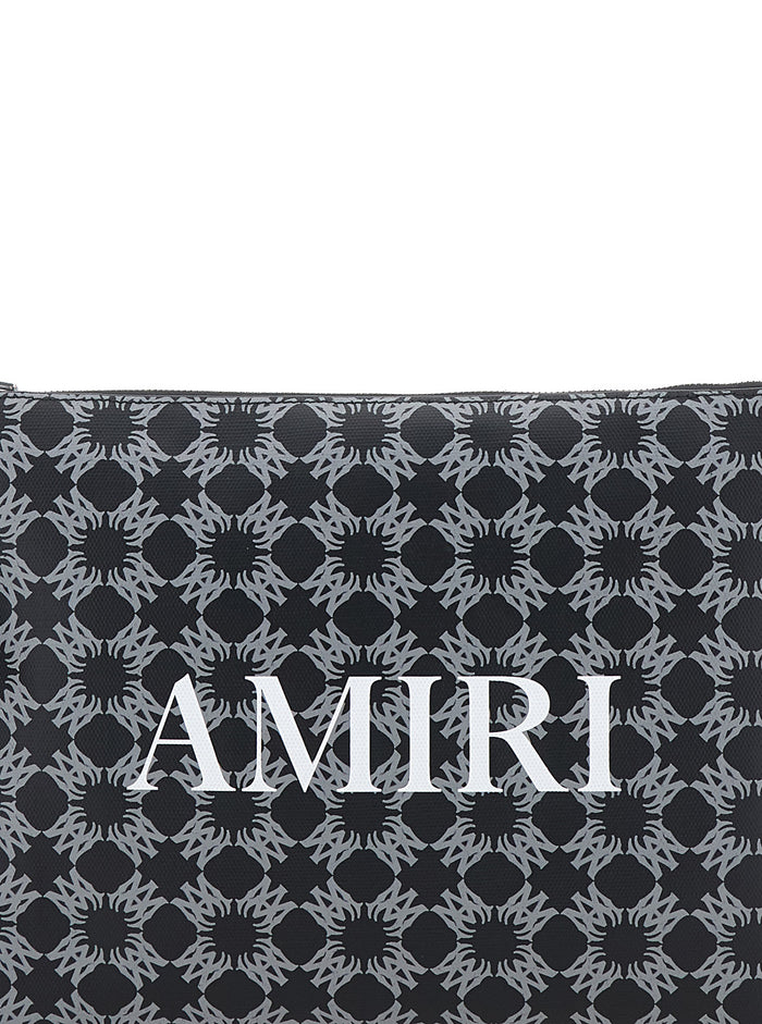 Black Clutch Bag With Ma Quad All-Over Logo Decoration Leather Man Clutches And Pochettes