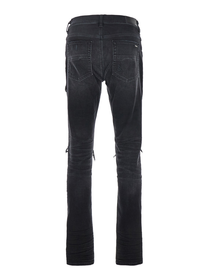 Black Skinny Jeans With Jacquard Bandana Pattern Details Denim Man
