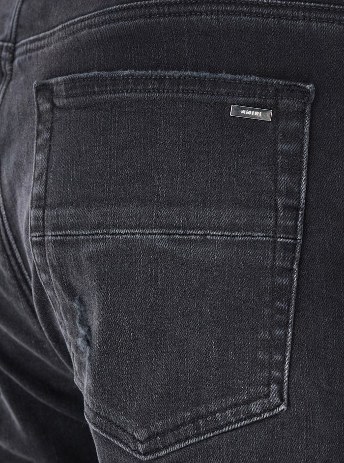 Black Skinny Jeans With Jacquard Bandana Pattern Details Denim Man