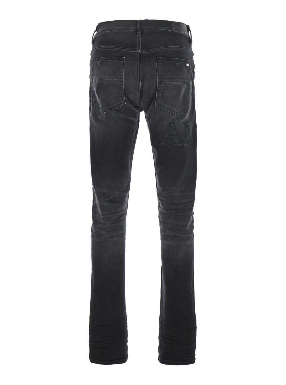 Black Skinny Jeans With Logo Lettering Denim Man