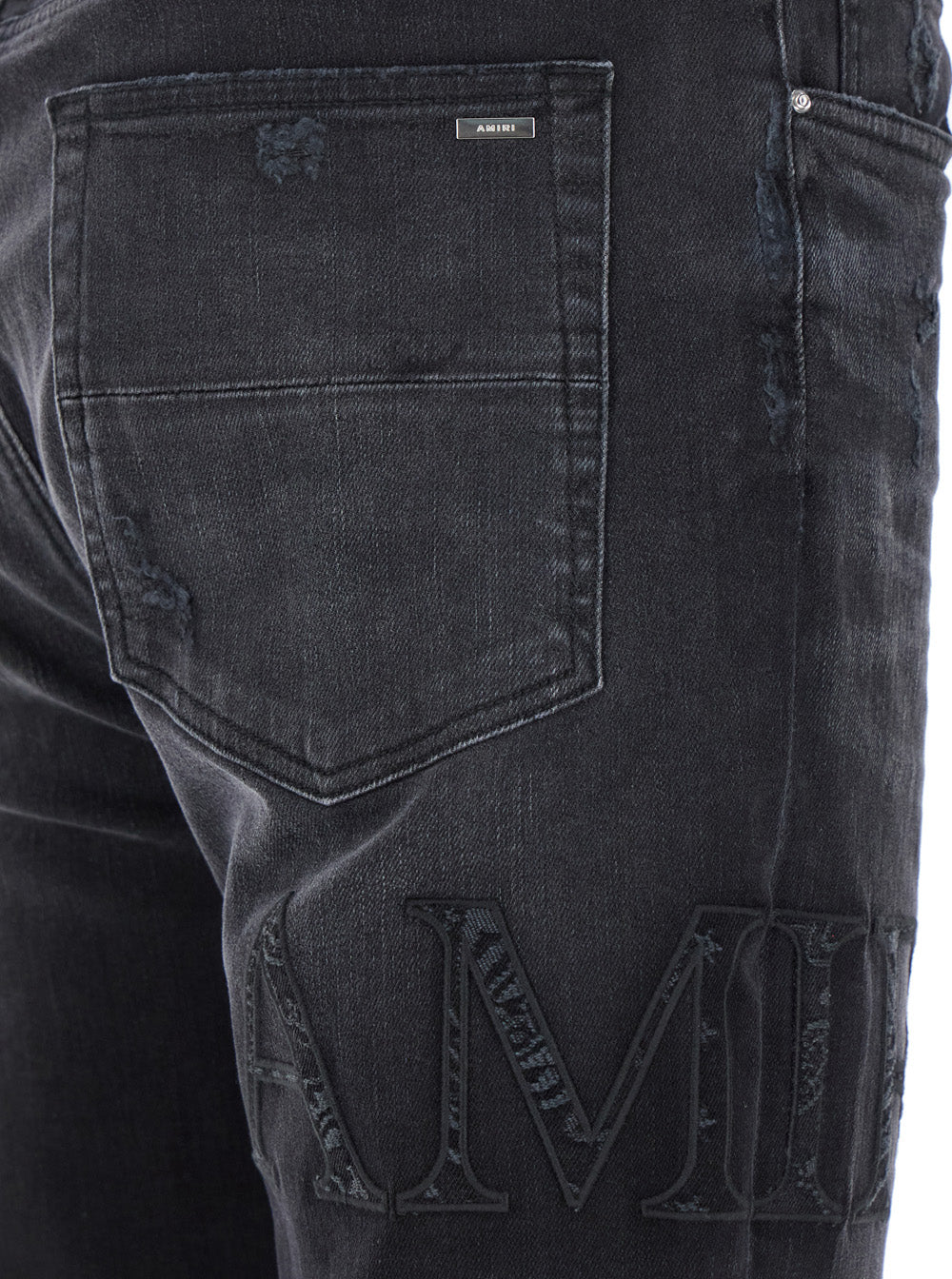 Black Skinny Jeans With Logo Lettering Denim Man