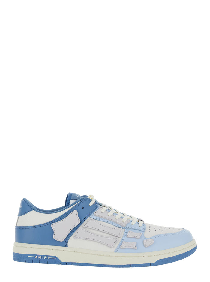 Skel Top Low Light Blue And Bi-Sneakers With Skeleton Patch Leather Man Cow