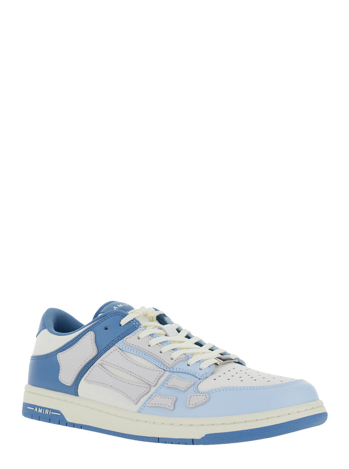 Skel Top Low Light Blue And Bi-Sneakers With Skeleton Patch Leather Man Cow