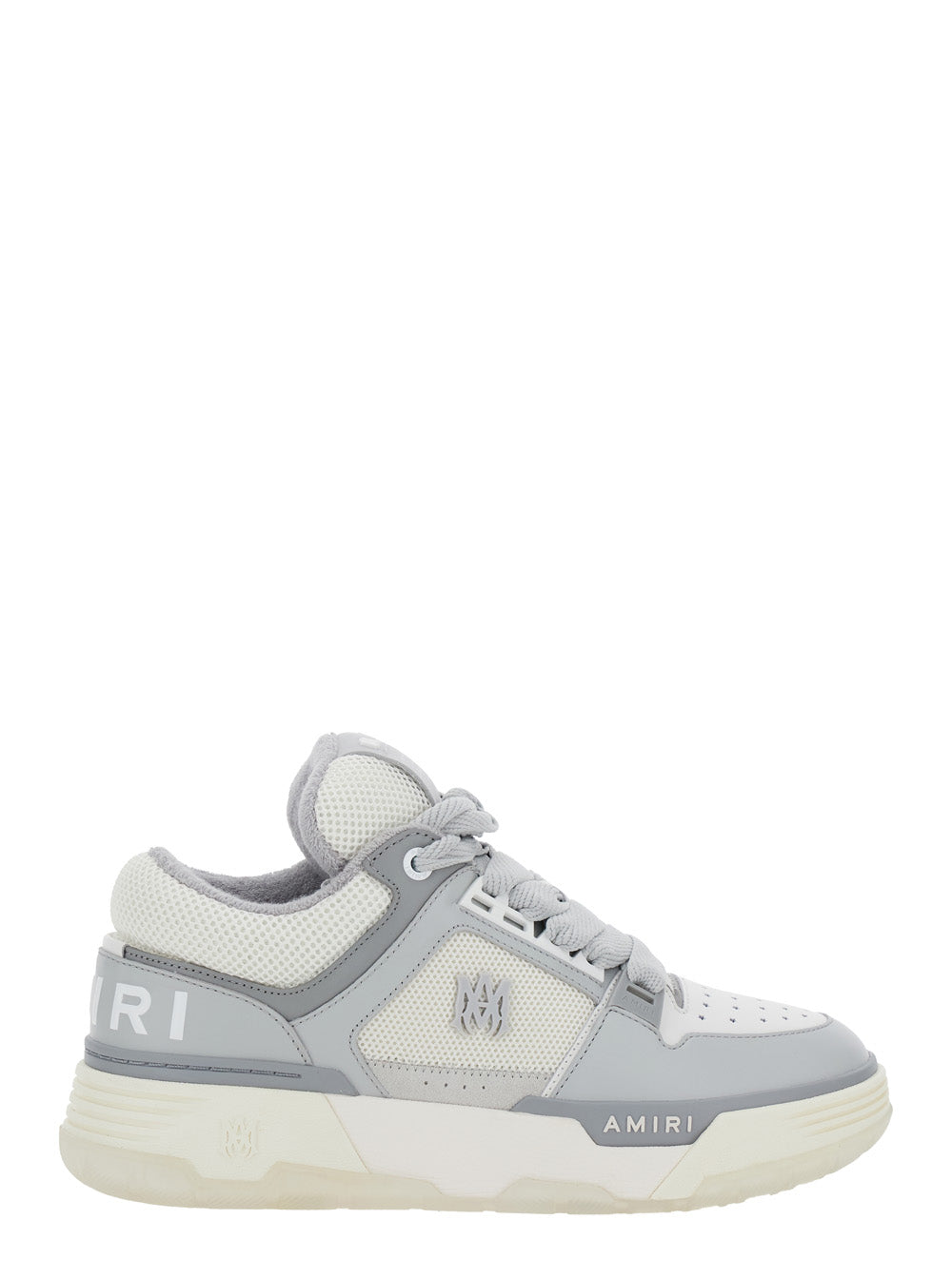 Grey Low Top Sneakers With Logo Detail Tech Fabric And Leather Man