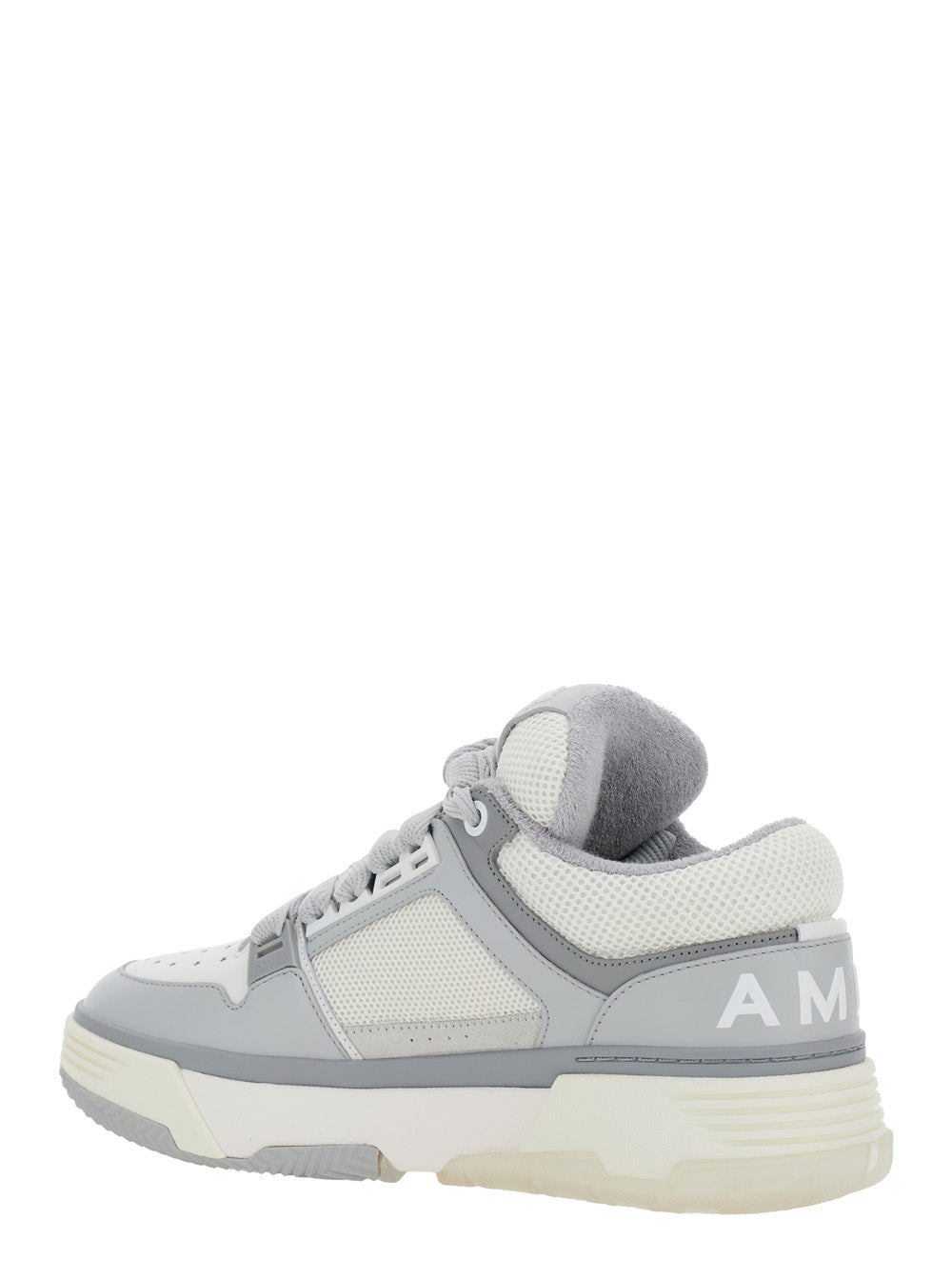 Grey Low Top Sneakers With Logo Detail Tech Fabric And Leather Man