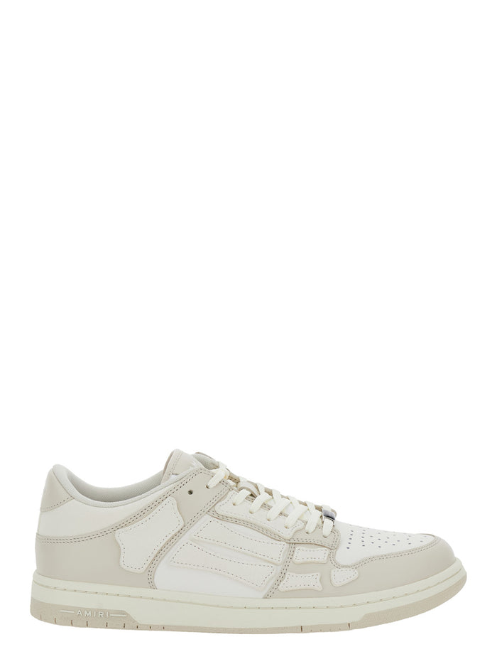 Skel Top Low White Sneakers With Skeleton Patch Leather Man Cow