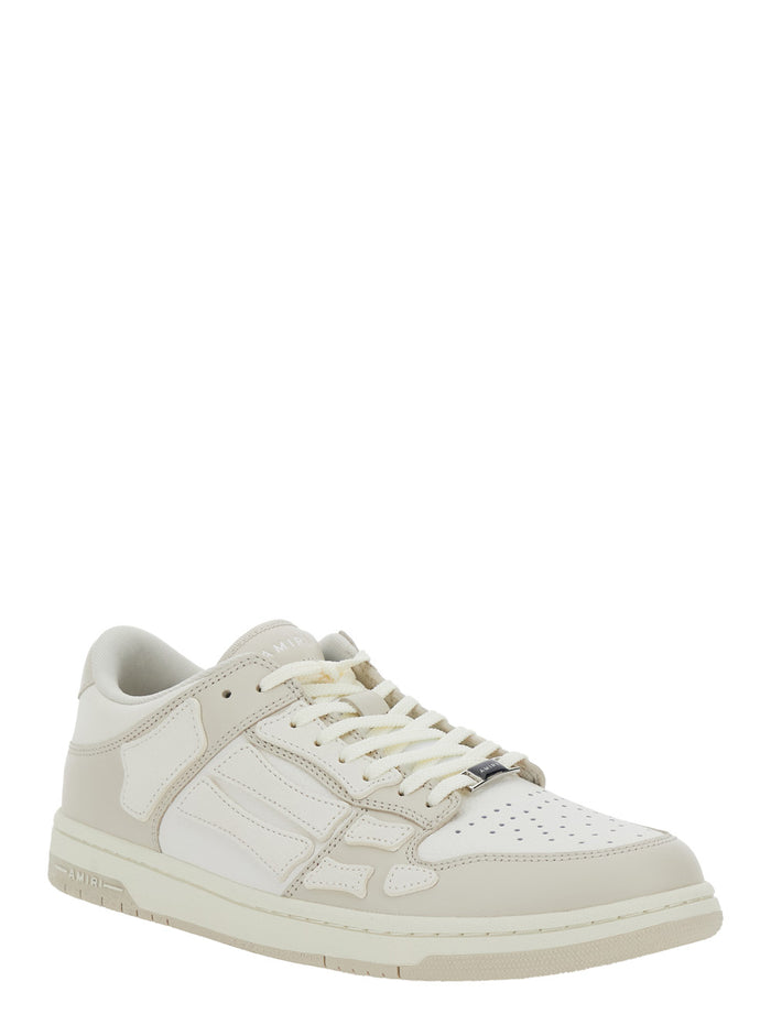 Skel Top Low White Sneakers With Skeleton Patch Leather Man Cow