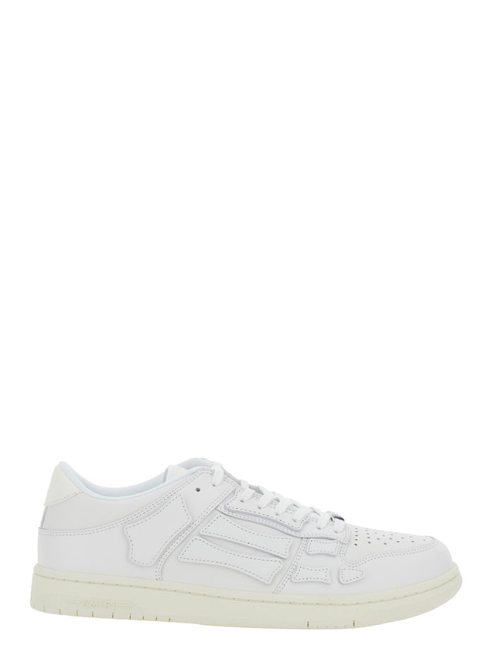 Skel Top Low White Sneakers With Skeleton Patch Leather Man Cow