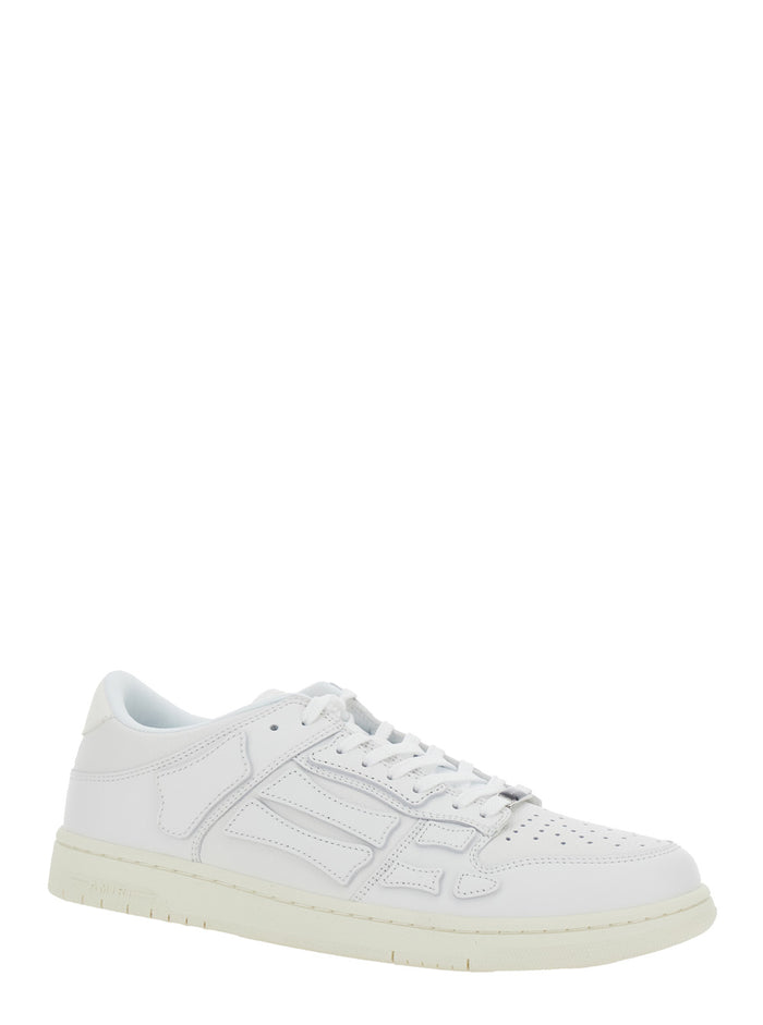 Skel Top Low White Sneakers With Skeleton Patch Leather Man Cow