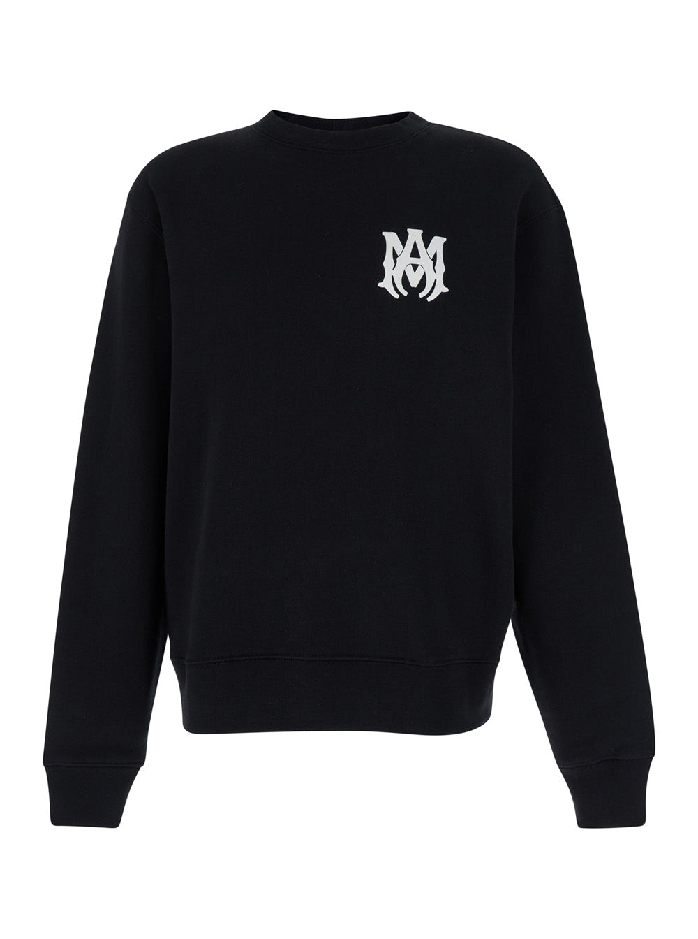 Black Crewneck Sweatshirt With Contrasting Logo Cotton Man Sweatshirts