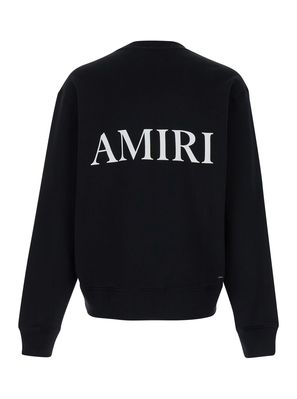 Black Crewneck Sweatshirt With Contrasting Logo Cotton Man Sweatshirts