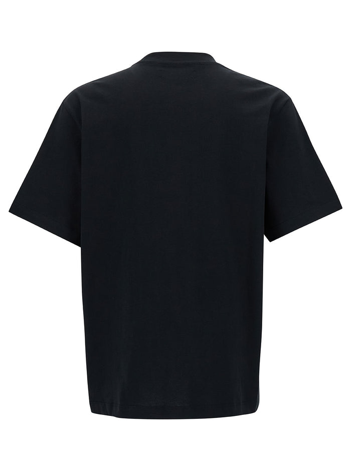 Black T-Shirt With Contrasting Logo Print Cotton Man Tshirts And Polo Shirts
