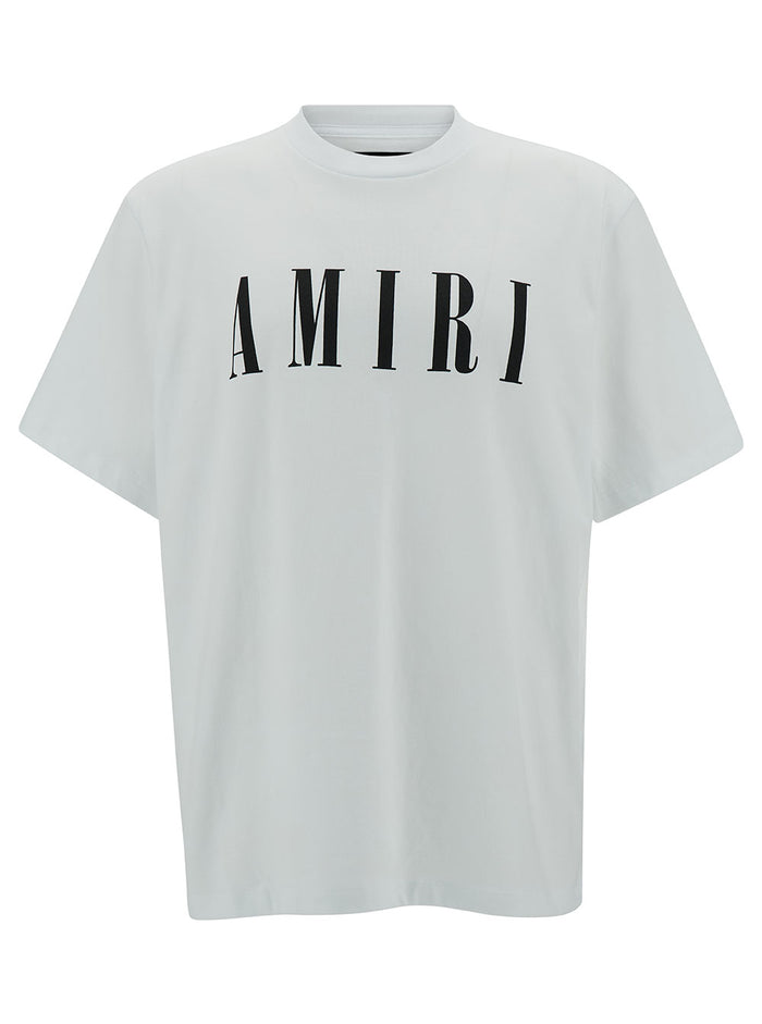 White T-Shirt With Contrasting Logo Print Cotton Man Tshirts And Polo Shirts